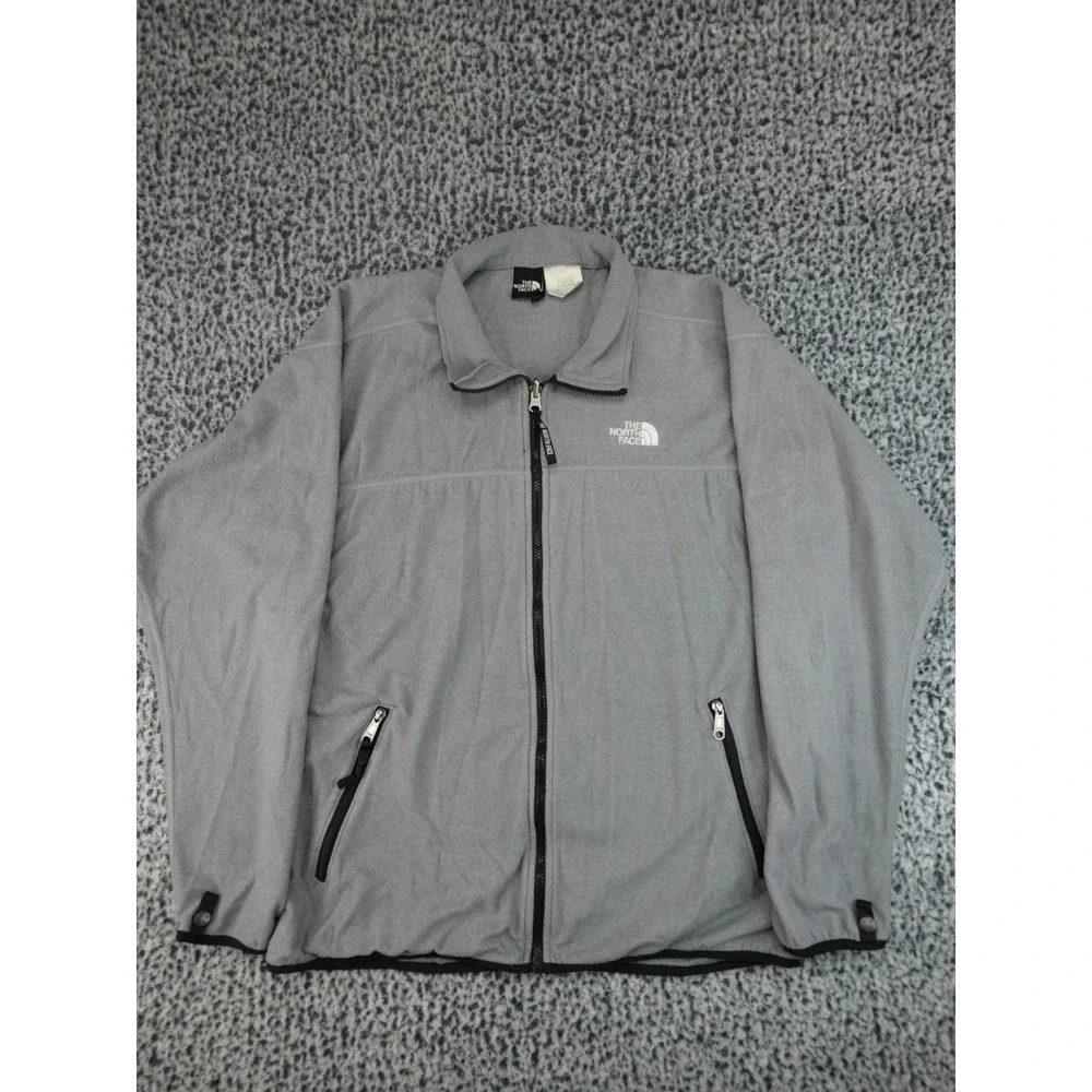 The North Face Fleece Jacket Mens XL Gray Full Zip Made in USA Mock Neck Vintage